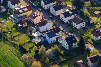 Oblique view of Gerbera Street in the district Stupferich in Karlsruhe in the state Baden-Wuerttemberg, Germany