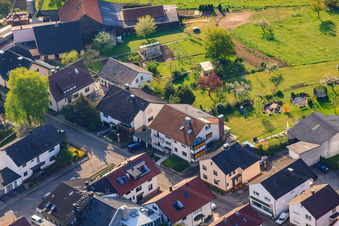 Oblique view of Enzianstr in the district Stupferich in Karlsruhe in the state Baden-Wuerttemberg, Germany