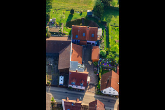 Oblique view of Thomashofstr in the district Stupferich in Karlsruhe in the state Baden-Wuerttemberg, Germany