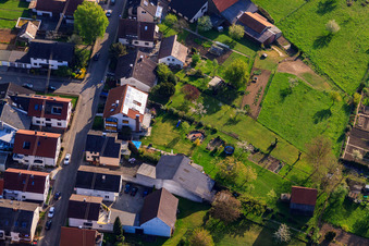 Enzianstr in the district Stupferich in Karlsruhe in the state Baden-Wuerttemberg, Germany from the plane