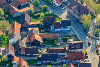 Oblique view of Kleinsteinbacher Straße in the district Stupferich in Karlsruhe in the state Baden-Wuerttemberg, Germany