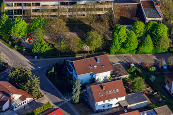 Bird's eye view of Gänsbergstr in the district Stupferich in Karlsruhe in the state Baden-Wuerttemberg, Germany