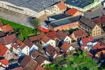 Thomashofstr in the district Stupferich in Karlsruhe in the state Baden-Wuerttemberg, Germany from the plane