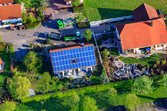 Gerbera Street in the district Stupferich in Karlsruhe in the state Baden-Wuerttemberg, Germany seen from above