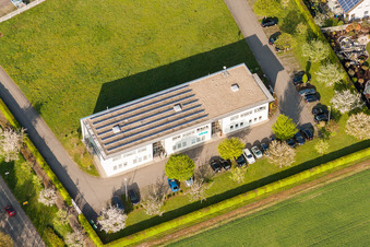 Aerial view of Office building of LEITWERK AG in Stupferich in the state Baden-Wurttemberg, Germany