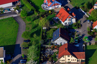 Gerbera Street in the district Stupferich in Karlsruhe in the state Baden-Wuerttemberg, Germany viewn from the air