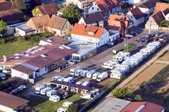 Aerial view of Car dealership Frey in Minfeld in the state Rhineland-Palatinate, Germany