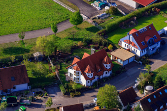 Gerbera Street in the district Stupferich in Karlsruhe in the state Baden-Wuerttemberg, Germany from a drone