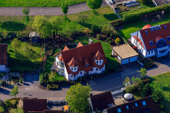 Gerbera Street in the district Stupferich in Karlsruhe in the state Baden-Wuerttemberg, Germany seen from a drone