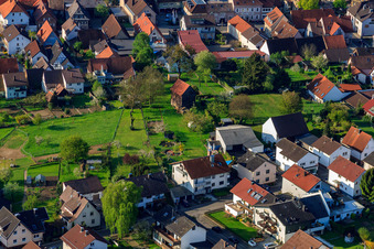 Drone recording of Enzianstr in the district Stupferich in Karlsruhe in the state Baden-Wuerttemberg, Germany