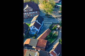 Bird's eye view of Kleinsteinbacher Straße in the district Stupferich in Karlsruhe in the state Baden-Wuerttemberg, Germany