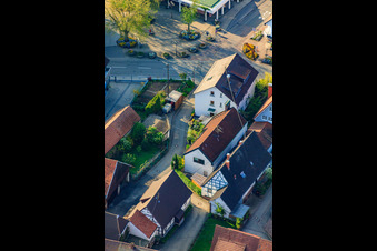 Kleinsteinbacher Straße in the district Stupferich in Karlsruhe in the state Baden-Wuerttemberg, Germany viewn from the air