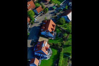 Gerbera Street in the district Stupferich in Karlsruhe in the state Baden-Wuerttemberg, Germany from the plane