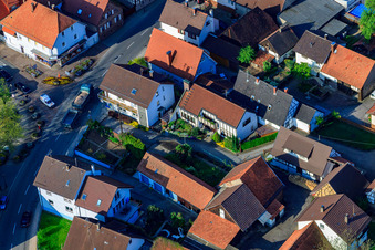 Aerial view of Bergie's Pharmacy in the district Stupferich in Karlsruhe in the state Baden-Wuerttemberg, Germany