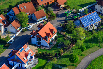 Bird's eye view of Gerbera Street in the district Stupferich in Karlsruhe in the state Baden-Wuerttemberg, Germany