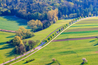 Cycle path on Kleinsteinbacher Straße in the district Stupferich in Karlsruhe in the state Baden-Wuerttemberg, Germany