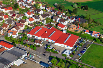 Schneider Stairs GmbH, ICON GmbH Exhibition Construction in the district Stupferich in Karlsruhe in the state Baden-Wuerttemberg, Germany from above