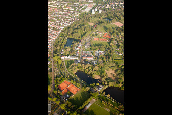 Aerial view of Sports facilities Tennis club in the district Daxlanden in Karlsruhe in the state Baden-Wuerttemberg, Germany