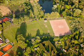 Aerial view of Sports facilities in the district Daxlanden in Karlsruhe in the state Baden-Wuerttemberg, Germany