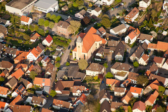 St. Dionysius in the district Ettlingenweier in Ettlingen in the state Baden-Wuerttemberg, Germany