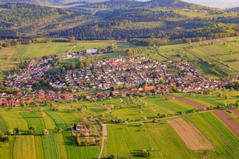 Village view from the north in the district Völkersbach in Malsch in the state Baden-Wuerttemberg, Germany