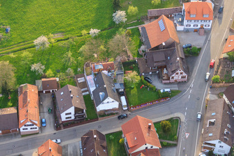 Aerial photograpy of Brunnenstr in the district Völkersbach in Malsch in the state Baden-Wuerttemberg, Germany