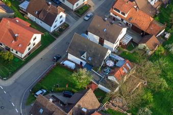 Brunnenstraße Butcher Bernd Glasstetter in the district Völkersbach in Malsch in the state Baden-Wuerttemberg, Germany seen from above