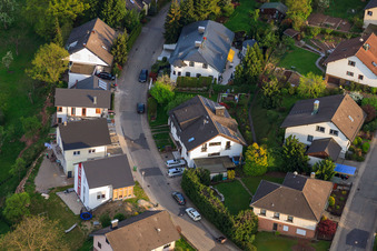 Bird's eye view of Schauinslandstraße in the district Völkersbach in Malsch in the state Baden-Wuerttemberg, Germany