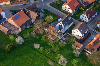 Brunnenstraße Butcher Bernd Glasstetter in the district Völkersbach in Malsch in the state Baden-Wuerttemberg, Germany viewn from the air