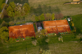 Oblique view of Tennis Club in the district Völkersbach in Malsch in the state Baden-Wuerttemberg, Germany