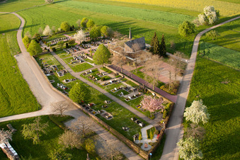 Aerial view of Cemetery in the district Völkersbach in Malsch in the state Baden-Wuerttemberg, Germany