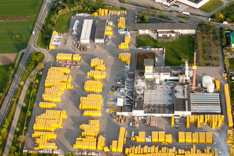Aerial photograpy of Building Materials and logistics center Bau- and Projektmanagement Sued GmbH - Ytong Bausatzhaus Partner in Malsch in the state Baden-Wurttemberg, Germany