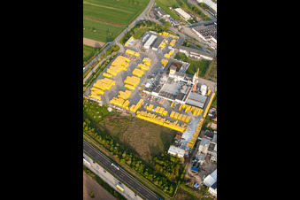 Oblique view of Building Materials and logistics center Bau- and Projektmanagement Sued GmbH - Ytong Bausatzhaus Partner in Malsch in the state Baden-Wurttemberg, Germany