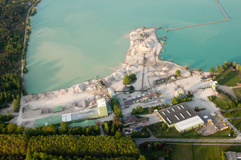 Aerial view of Glaze gravel works in the district Neumalsch in Malsch in the state Baden-Wuerttemberg, Germany