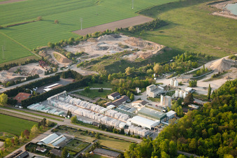 Aerial view of H+H Kalksandstein GmbH in Durmersheim in the state Baden-Wuerttemberg, Germany