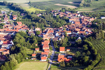 Aerial view of Village from the east in Dierbach in the state Rhineland-Palatinate, Germany