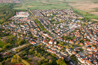 Aerial photograpy of From the southwest in Durmersheim in the state Baden-Wuerttemberg, Germany
