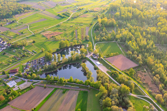 Recreational area with lakes on Waldstr in Au am Rhein in the state Baden-Wuerttemberg, Germany