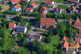 Aerial view of St. Michael in Insheim in the state Rhineland-Palatinate, Germany