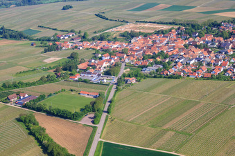 Village view from the south in Impflingen in the state Rhineland-Palatinate, Germany