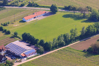Aerial photograpy of SV Impflingen sports field in Impflingen in the state Rhineland-Palatinate, Germany