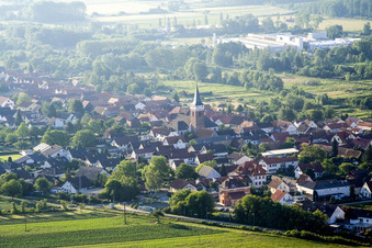 Aerial view of From the northwest in the district Schaidt in Wörth am Rhein in the state Rhineland-Palatinate, Germany