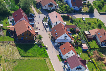Oblique view of In the pea field in the district Mörzheim in Landau in der Pfalz in the state Rhineland-Palatinate, Germany
