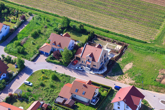 Drone recording of In the pea field in the district Mörzheim in Landau in der Pfalz in the state Rhineland-Palatinate, Germany