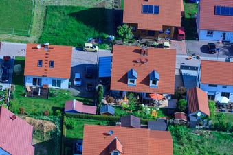 In the pea field in the district Mörzheim in Landau in der Pfalz in the state Rhineland-Palatinate, Germany viewn from the air