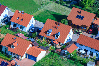 Drone recording of In the pea field in the district Mörzheim in Landau in der Pfalz in the state Rhineland-Palatinate, Germany