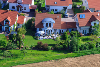 Oblique view of In the pea field in the district Mörzheim in Landau in der Pfalz in the state Rhineland-Palatinate, Germany