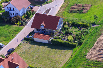 Aerial view of In the pea field in the district Mörzheim in Landau in der Pfalz in the state Rhineland-Palatinate, Germany