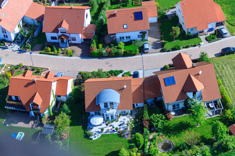 In the pea field in the district Mörzheim in Landau in der Pfalz in the state Rhineland-Palatinate, Germany from above