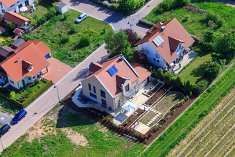 Bird's eye view of In the pea field in the district Mörzheim in Landau in der Pfalz in the state Rhineland-Palatinate, Germany